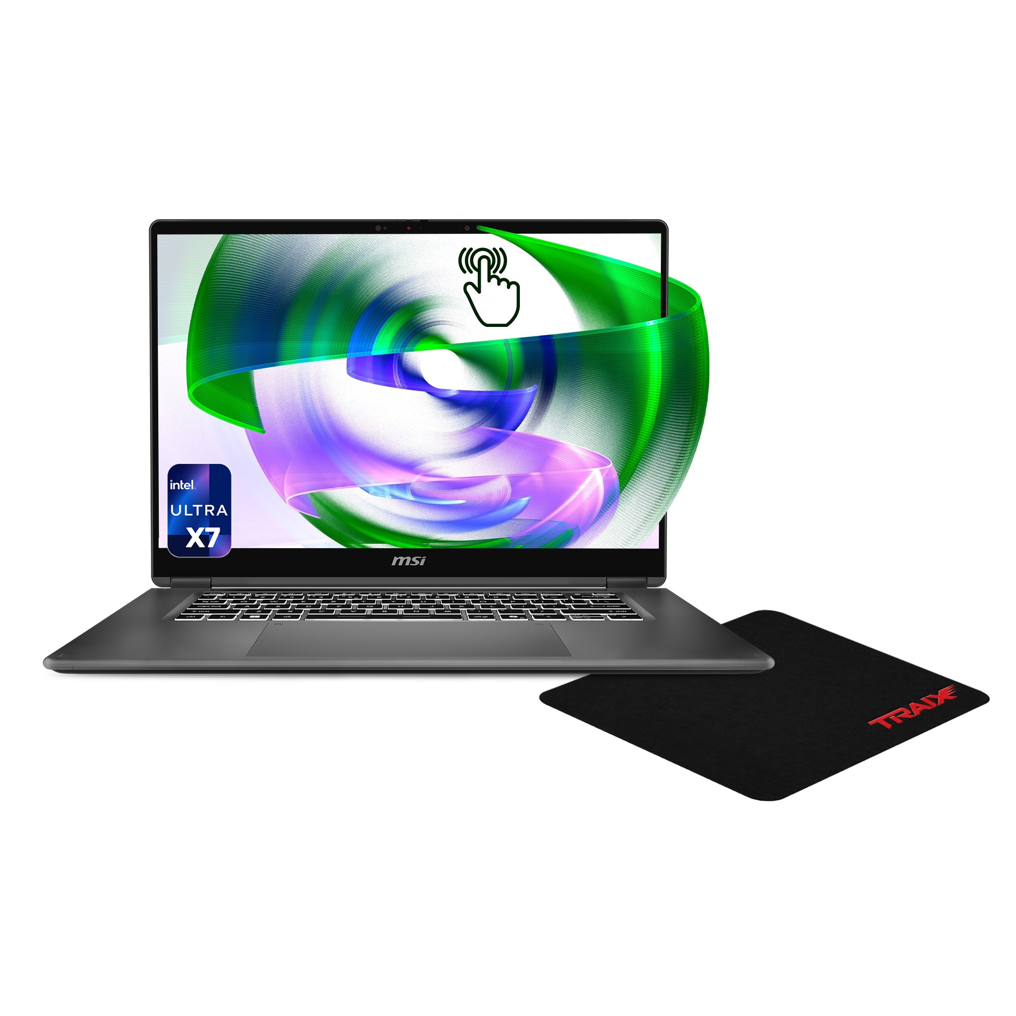 MSI Prestige 16 AI+ Copilot+ Laptop, Intel Ultra X7-358H, 32 GB LPDDR5x RAM, 1 TB PCIe SSD, 16" 2.8K (2880x1800) Touchscreen, Intel Arc B390, Backlit Keyboard, W11 Home, Platinum Gray+Traix MousePad - Resim 1