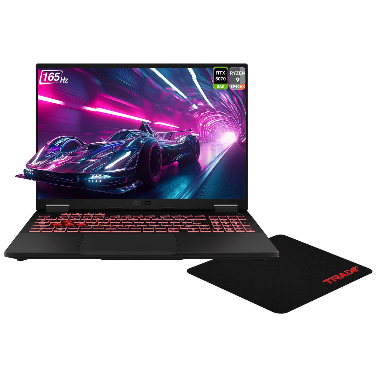 Asus TUF A16 Gaming Laptop, Ryzen 9-8940HX, 16" WUXGA G-Force RTX 5070, 1-Zone RGB Backlit, W11 Home + Traix MousePad - Hubitx