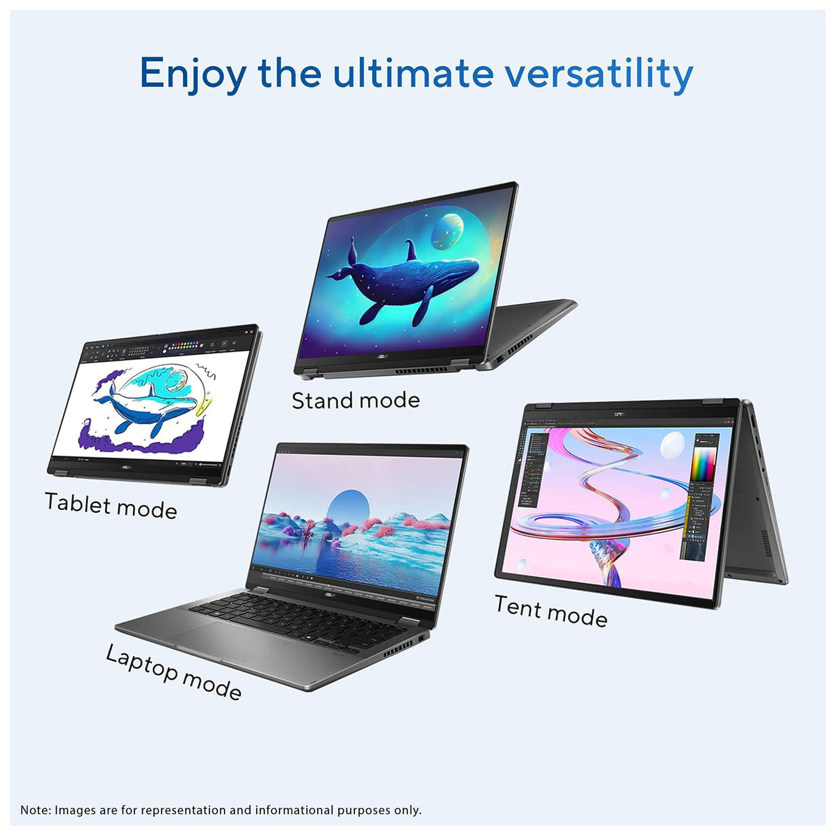 Asus Vivobook 14 Flip Laptop, Ultra 9-386, 14" (1920x1200) Touchscreen, Graphics, Backlit Keyboard, W11 Home, + Traix MousePad - Hubitx