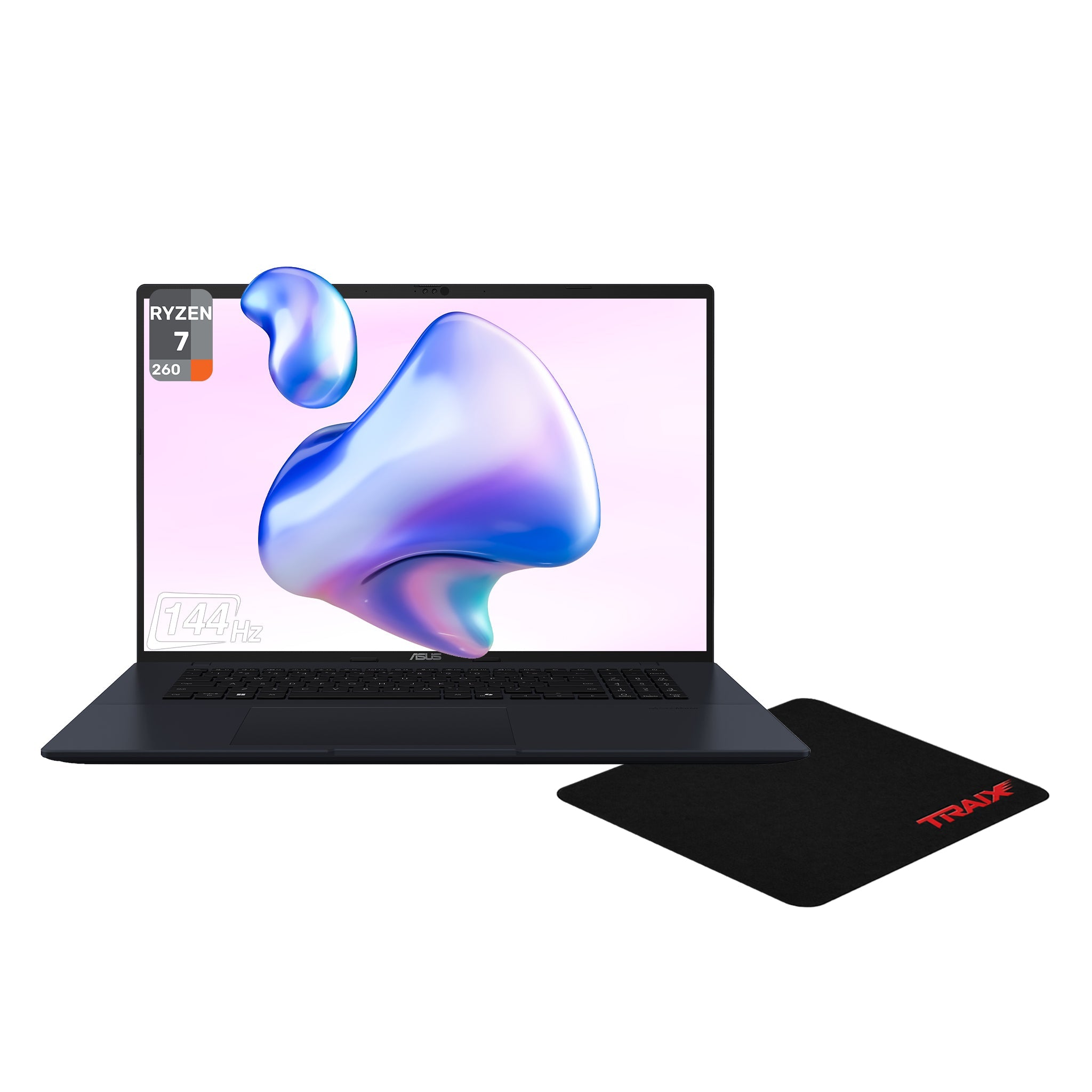 ASUS Vivobook Copilot+ Laptop, Ryzen 7 - 260, 18" WUXGA 144Hz + Traix Mousepad - Hubitx