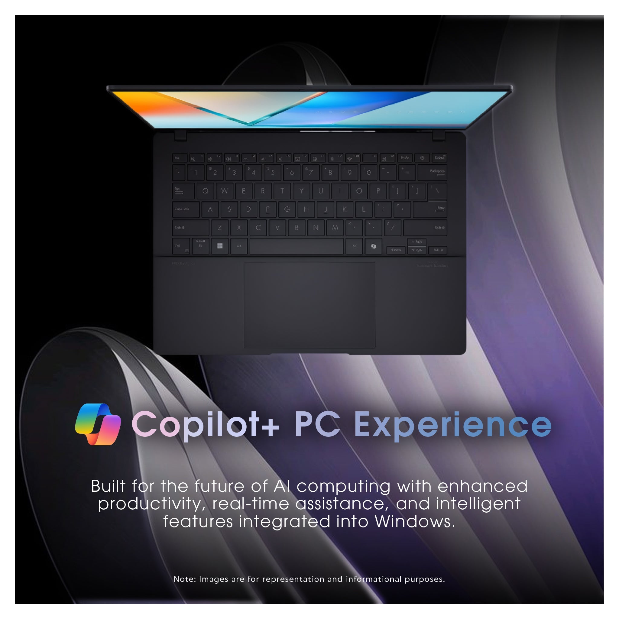 Asus Vivobook S14 Copilot+ Laptop, Ultra 7 - 258V, 14" WUXGA, Black + Traix MousePad - Hubitx