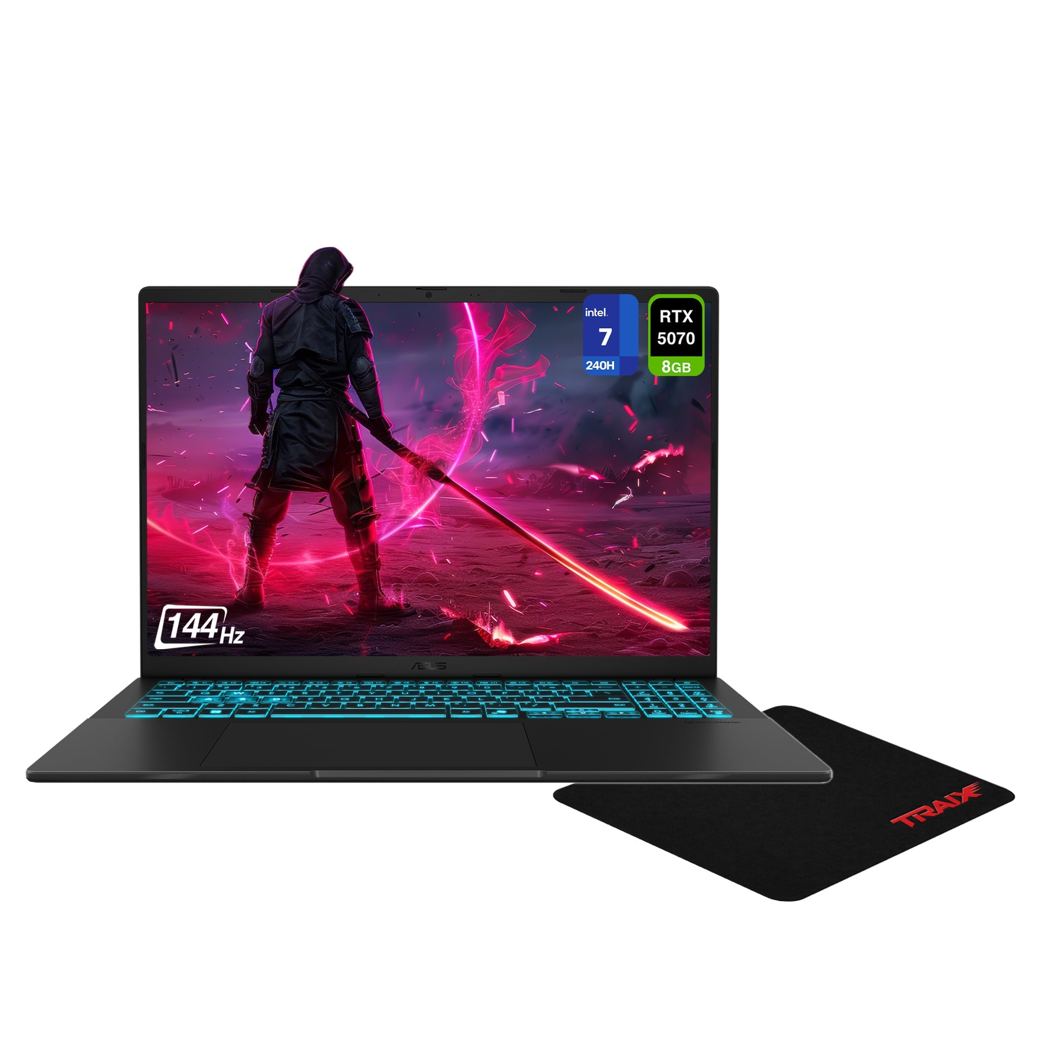 ASUS Vivobook V16 Gaming Laptop, Intel 7 - 240H, 16" WUXGA, RTX 5070,+ Traix Mousepad - Hubitx