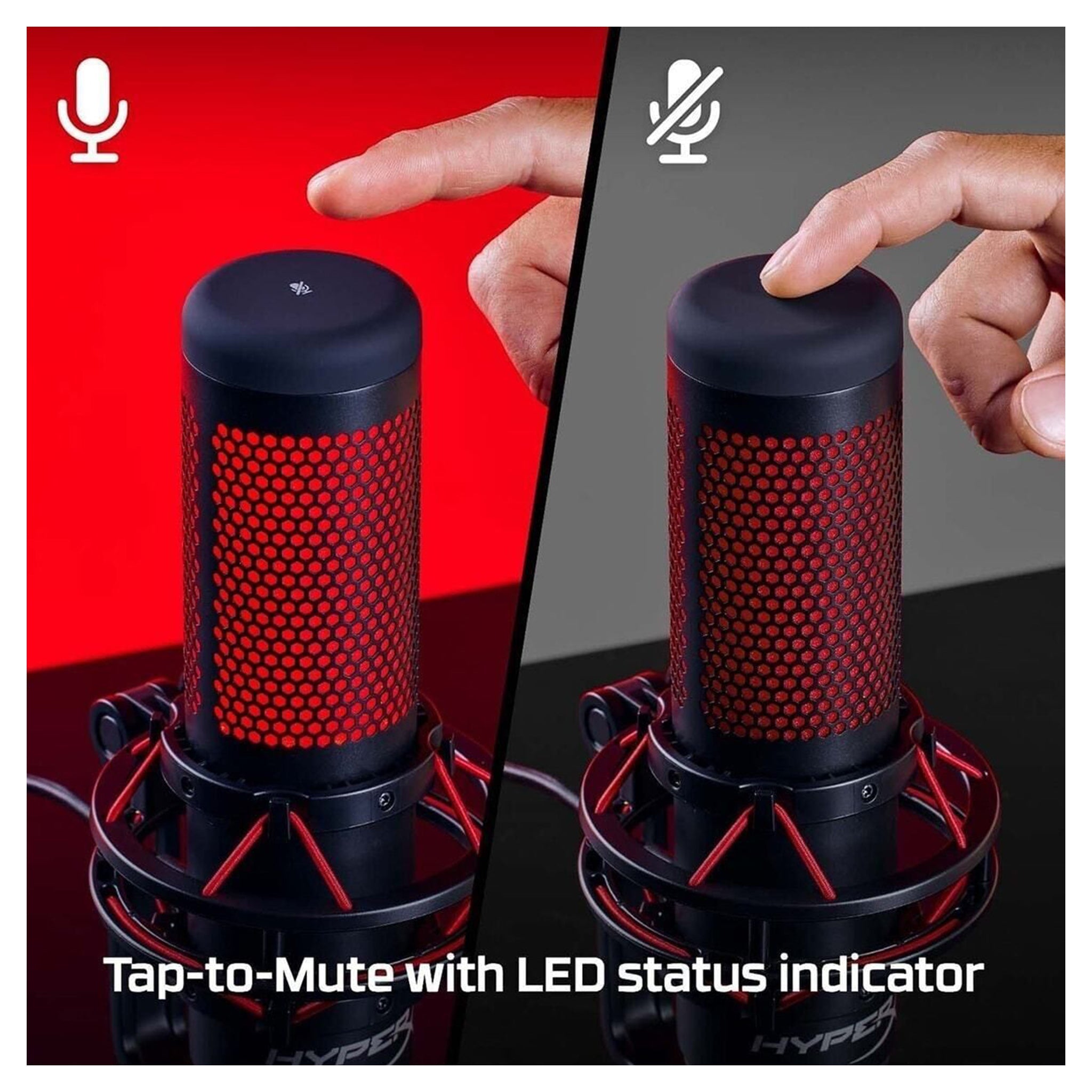 HyperX QuadCast USB Gaming Microphone – Red LED Lighting, Multi - Pattern Recording - Hubitx