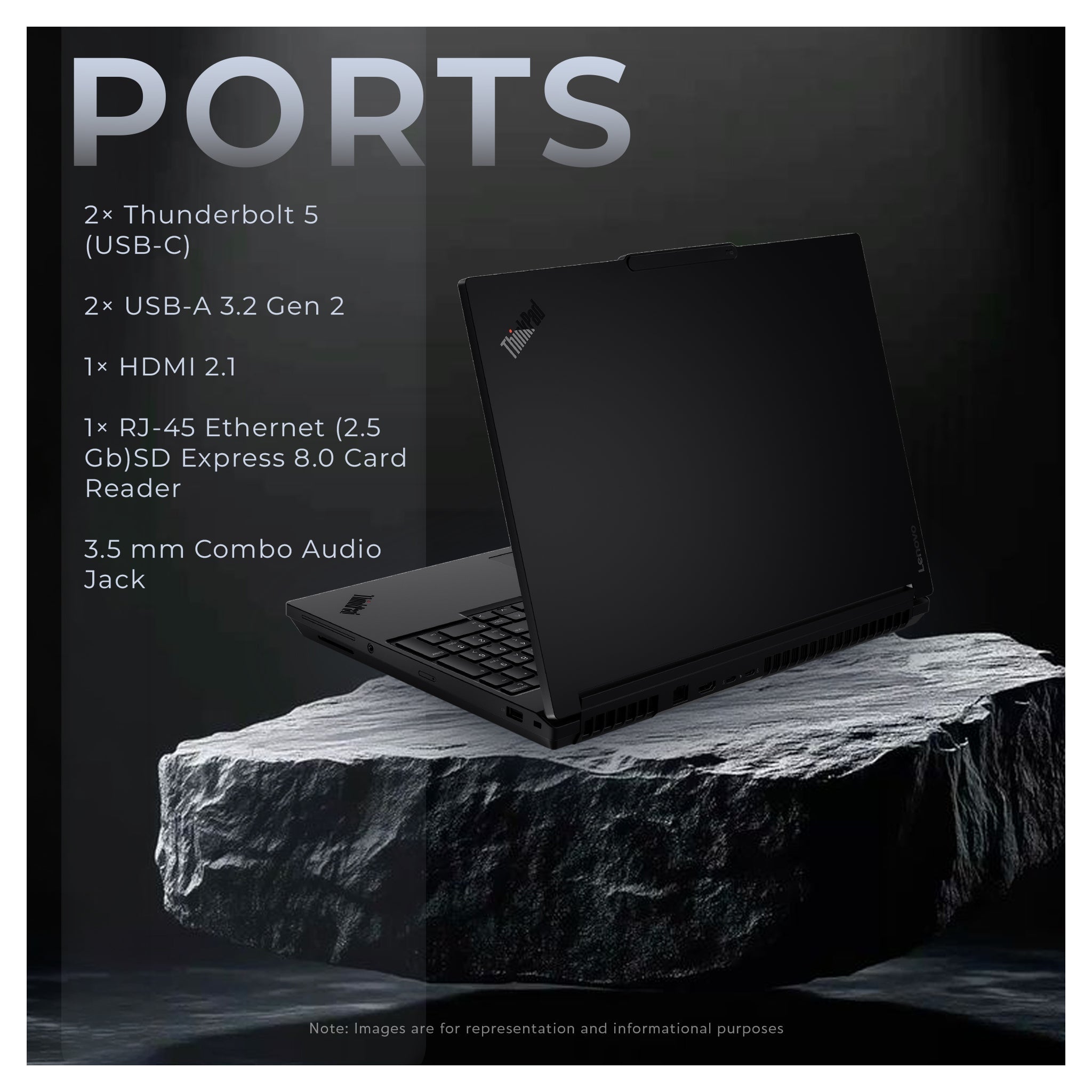 Lenovo ThinkPad P16 Gen 3 Mobil Workstation, Ultra 7 - 255HX, 16" WQUXGA, RTX PRO 2000, W11 Pro + Traix Mousepad - Hubitx