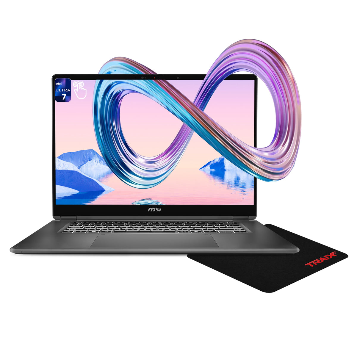 MSI Prestige 16 Flip AI+ Laptop, Ultra 7-355, 16" 2.8K (2880 x 1800) Touchscreen, Arc Graphics, W11 Home, Gray+Traix MousePad - Hubitx