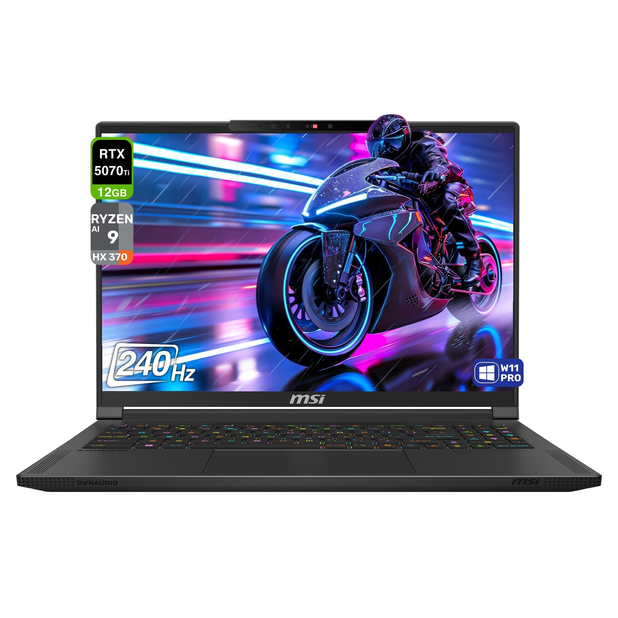 MSI Stealth A16 AI+ Gaming Laptop – Ryzen AI 9 HX - 370, RTX 5070 Ti, 16" QHD+ 240Hz - Hubitx