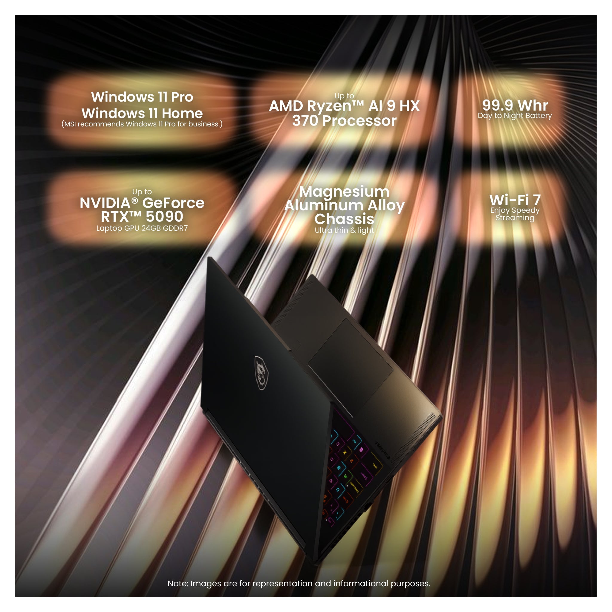 MSI Stealth A16 AI+ Gaming Laptop, Ryzen AI 9 HX - 370, RTX 5070Ti, 16" QHD+ +Traix MousePad - Hubitx