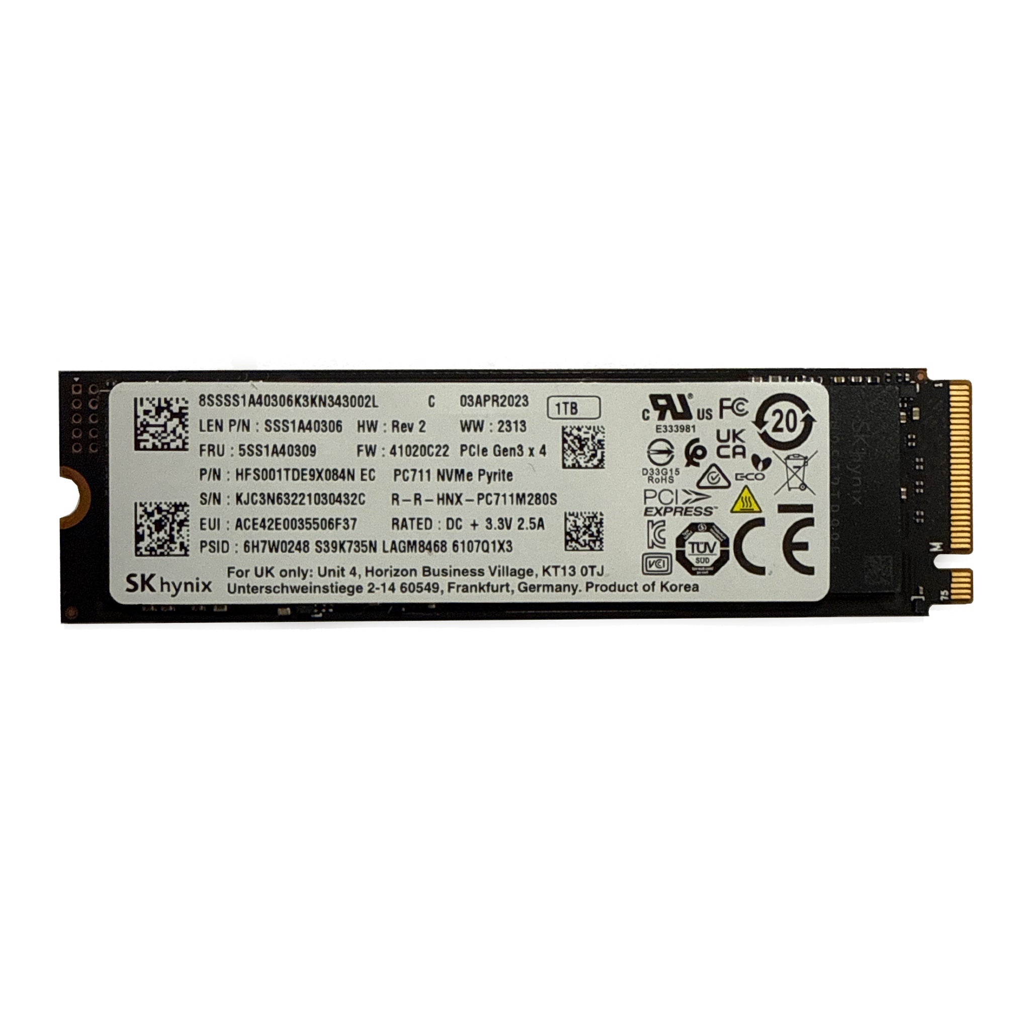 SK Hynix 1TB PCIe 2280 SSD Gen3 HFS001TDE9X084N EC - Hubitx