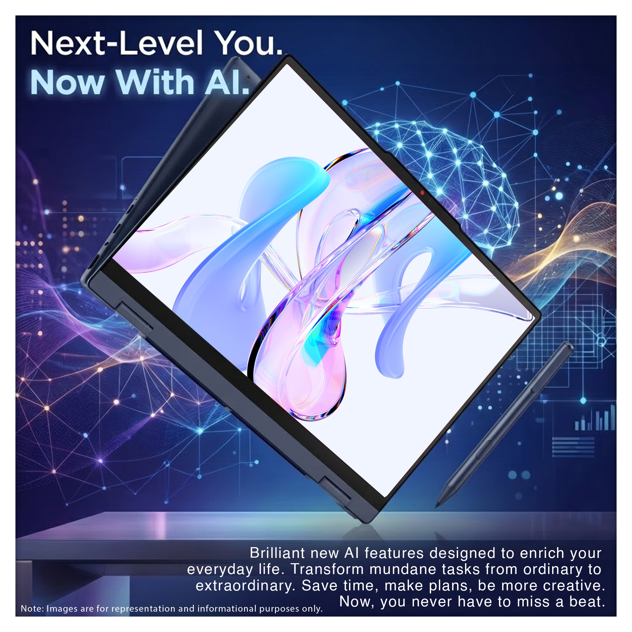 Lenovo IdeaPad5 2-in-1 Laptop, AMD Ryzen AI 7-445, 32 GB DDR5 RAM, 1 TB PCIe SSD, 15.3" WUXGA(1920x1200)Touchscreen, Integrated AMD Radeon 840M, W11 Home, Cosmic Blue, Lenovo Pen Gen 2 +Traix Mousepad - Resim 3