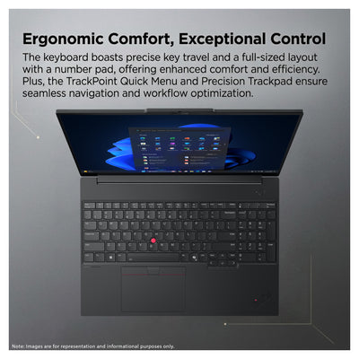 Lenovo ThinkPad E16 Gen 3 Laptop, Intel 7-240H, 16 GB DDR5 RAM, 512 GB PCIe SSD, 16" WUXGA (1920x1200) IPS 60Hz, Intel Graphics, Backlit Keyboard, W11 Pro, Eclipse Black + Traix MousePad - Resim 2