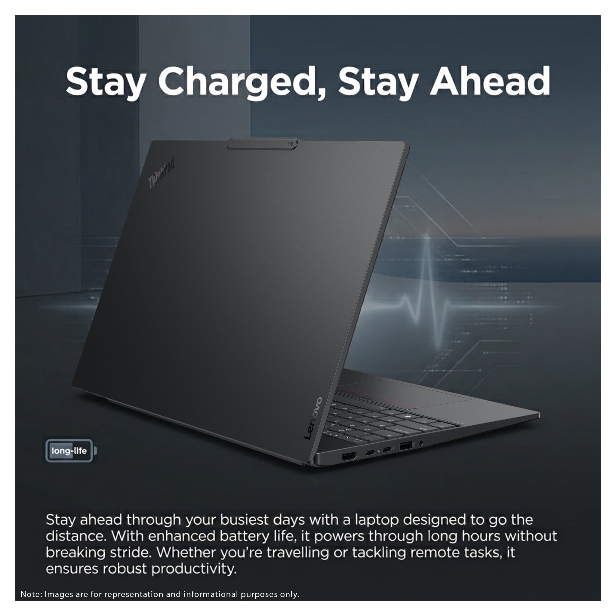 Lenovo ThinkPad E16 Gen 3 Laptop, Intel 7-240H, 16 GB DDR5 RAM, 512 GB PCIe SSD, 16" WUXGA (1920x1200) IPS 60Hz, Intel Graphics, Backlit Keyboard, W11 Pro, Eclipse Black + Traix MousePad - Resim 4