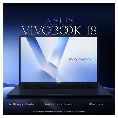 Asus Vivobook Copilot+ Laptop, AMD Ryzen 7-260, 32 GB DDR5 RAM, 1 TB PCIe SSD, 18" WUXGA (1920x1200) 144Hz Display, AMD Radeon Graphics, Backlit Keyboard, W11 Home, Quiet Blue + Traix MousePad Outlet - Resim 2