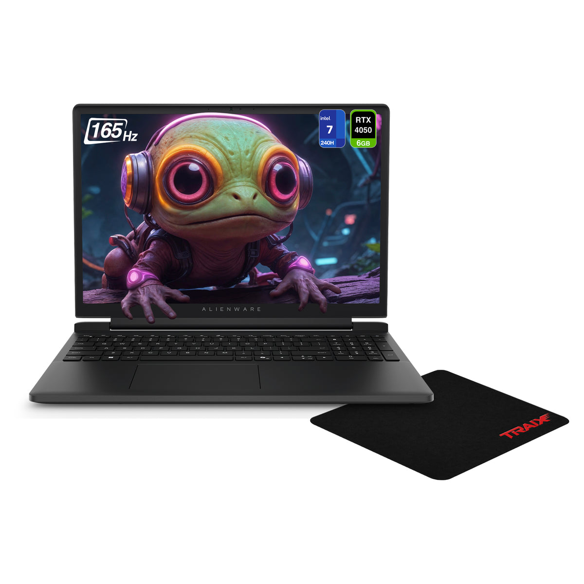 Alienware 15 Gaming Laptop, Intel 7-240H, 16 GB DDR5 RAM, 512 GB PCIe SSD, 15.3" WUXGA (1920x1200) 165Hz, Nvidia G-Force RTX 4050, White Backlit Keyboard, W11 Home, Black + Traix MousePad - Resim 1