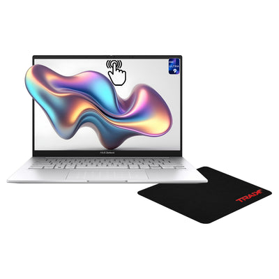 Asus Zenbook 14 Laptop, Intel Ultra 9-285H, 32 GB LPDDR5X RAM, 1 TB PCIe SSD, 14" 3K (2880x1800) 120Hz Touchsreen, Intel Arc Graphics, Backlit Keyboard, W11 Home, Foggy Silver + Traix MousePad - Resim 1