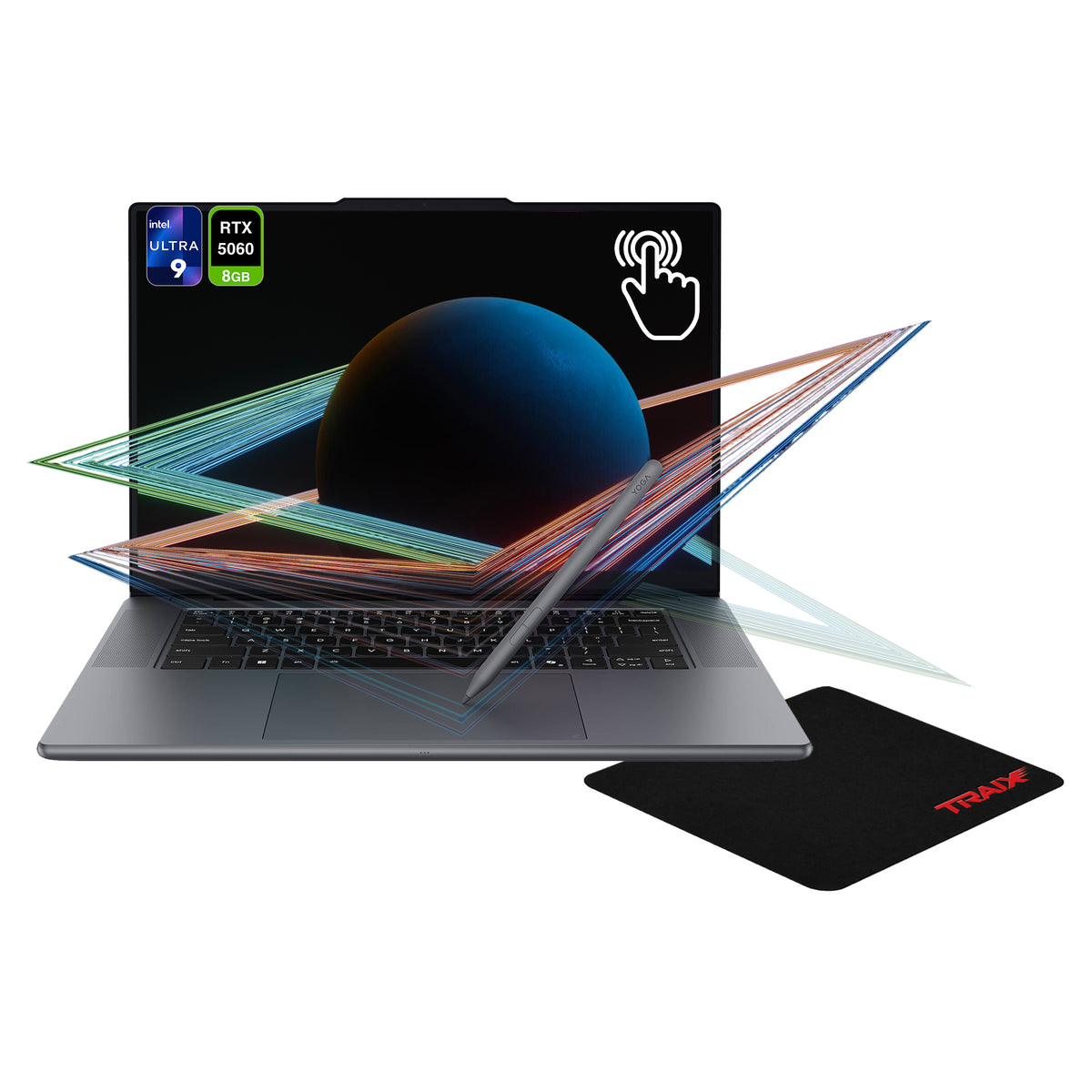Lenovo Pro 9i  Laptop, Intel Ultra 9-386H, 32 GB LPDDR5X RAM, 1 TB PCIe SSD, 16" 3.2K (2560x1660) OLED Touchscreen, Nvidia G-Force RTX 5060, Backlit Keyboard, W11 Home, Gray, Pen Gen 2+Traix MousePad - Resim 1