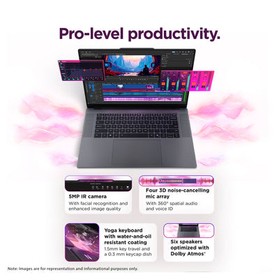 Lenovo Pro 9i  Laptop, Intel Ultra 9-386H, 32 GB LPDDR5X RAM, 1 TB PCIe SSD, 16" 3.2K (2560x1660) OLED Touchscreen, Nvidia G-Force RTX 5060, Backlit Keyboard, W11 Home, Gray, Pen Gen 2+Traix MousePad - Resim 2