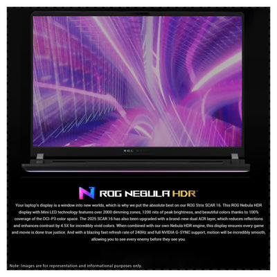 Asus ROG Strix SCAR 16 Gaming Laptop, Intel Ultra 9-275HX, 32 GB DDR5 RAM, 2 TB PCIe SSD, 16" WQXGA (2560x1600) 240Hz, Nvidia GeForce RTX 5090, RGB Backlit Keyboard, W11 Pro, Black+Traix MousePad - Resim 4