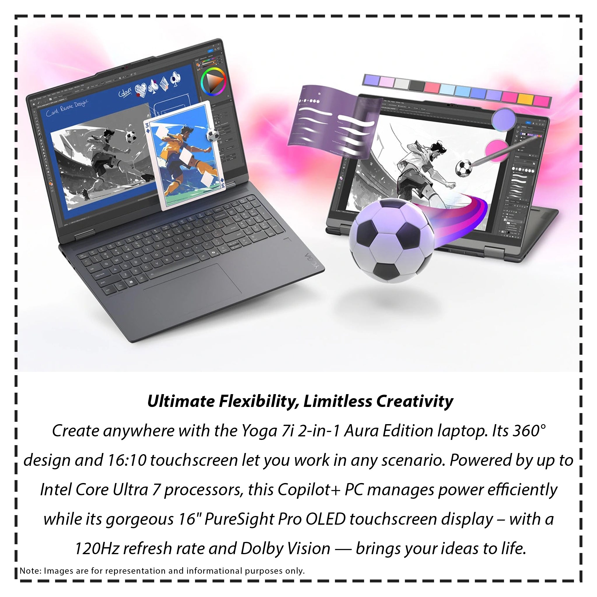 Lenovo Yoga 7i 2in1 Aura Edition Laptop, Intel Ultra 7 355, 16" WUXGA (1920x1200) Touchscreen, Integrated Graphics, W11 Pro