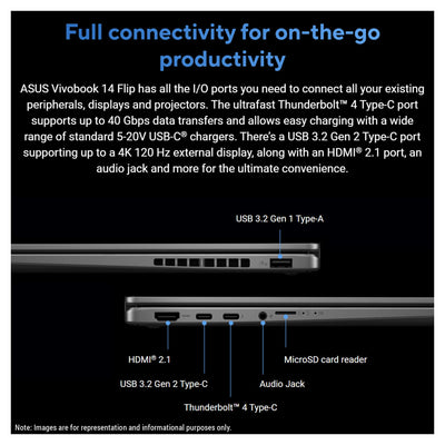 ASUS Vivobook Flip Copilot+ Laptop – Ultra 7 256V, 14" WUXGA OLED Touchscreen, Intel Arc Graphics - Hubitx