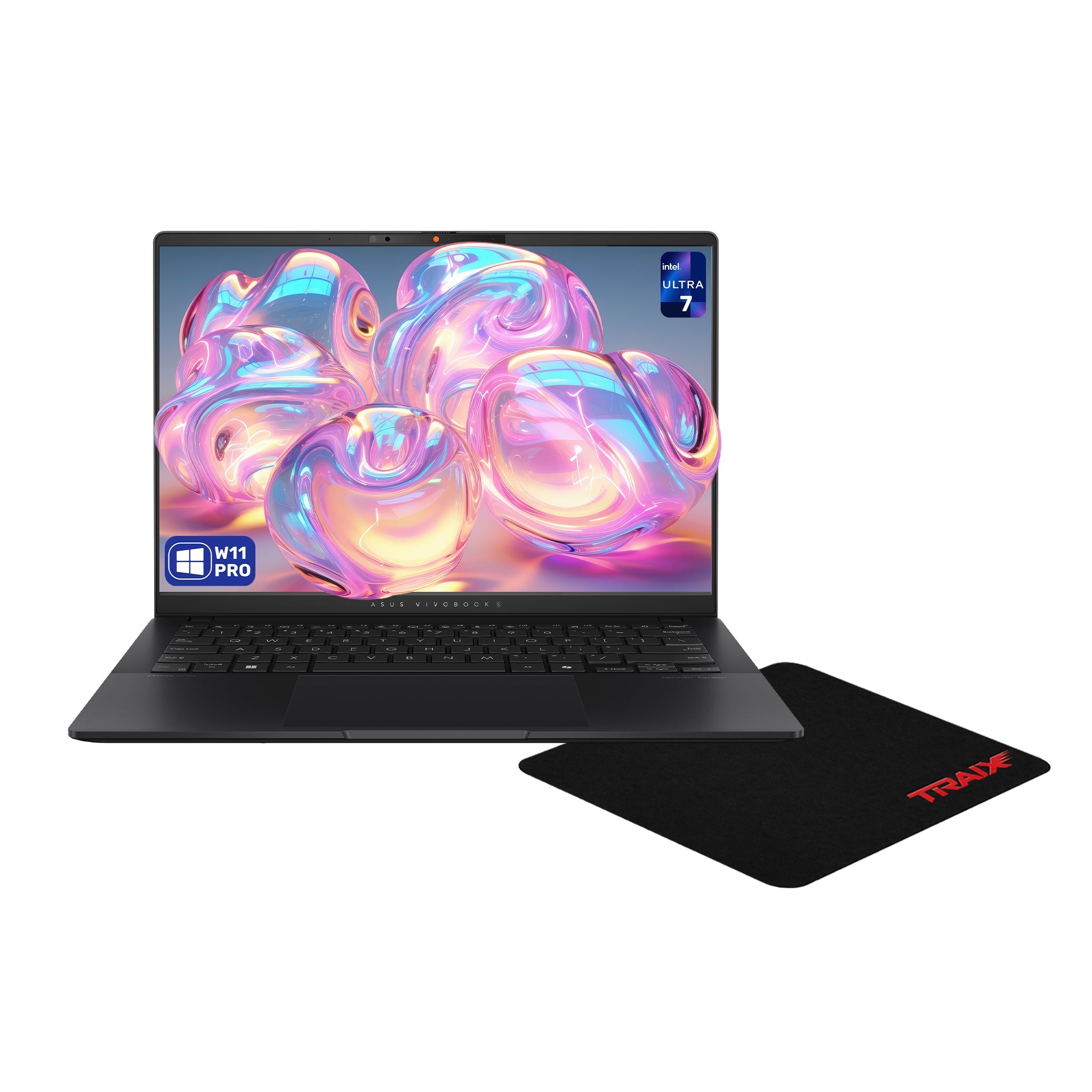 Asus Vivobook S14 Copilot+ Laptop, Ultra 7 - 258V, 14" WUXGA, Black + Traix MousePad - Hubitx