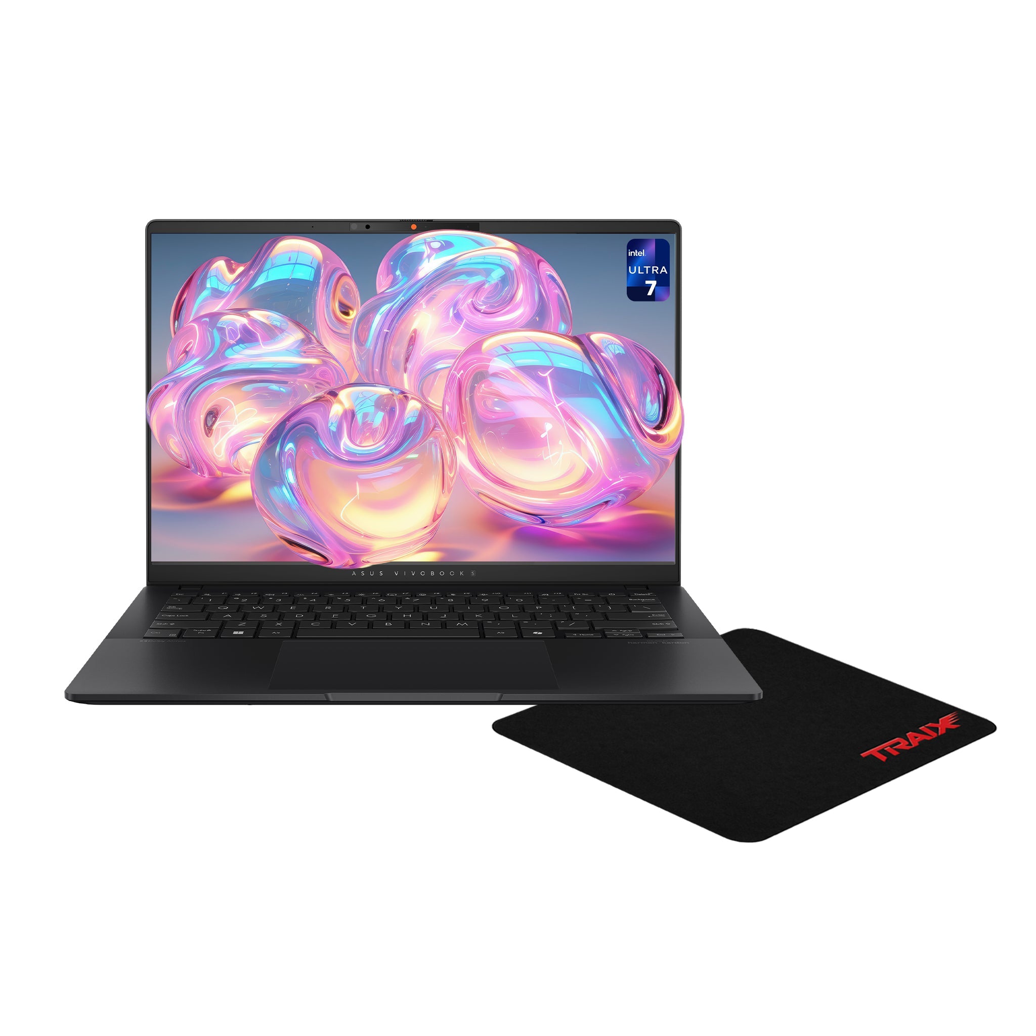 Asus Vivobook S14 Copilot+ Laptop, Ultra 7 - 258V, 14" WUXGA, Black + Traix MousePad - Hubitx