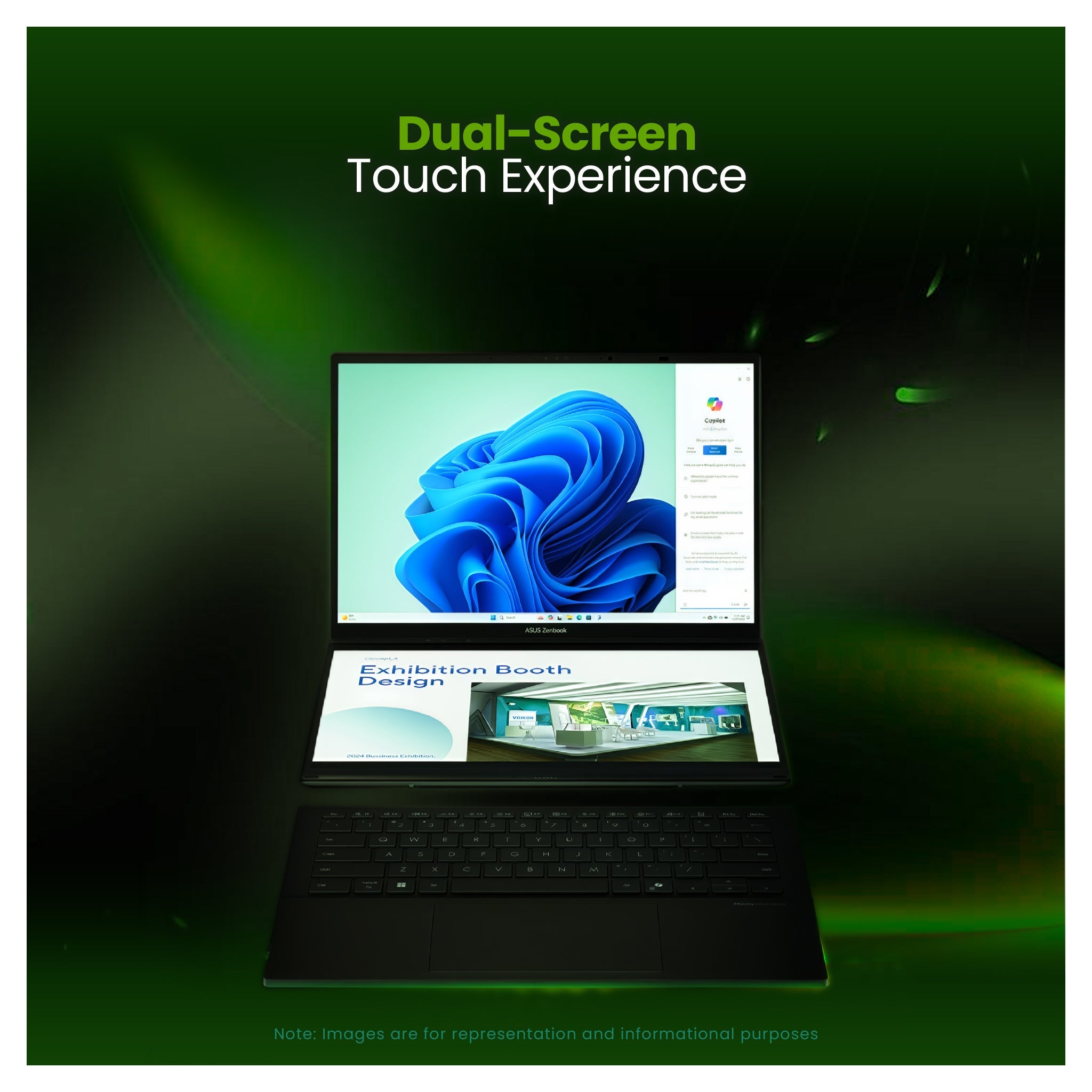 Asus Zenbook Duo Dual Laptop, Ultra 9 - 285H, 14'' WUXGA Touchscreen + Traix MousePad - Hubitx