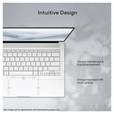 Asus Zenbook S14 Laptop, Intel Ultra 9 - 386H, 14" 3K (2880x1800) Touchscreen 120Hz, Intel Graphics, Backlit Keyboard, Scandinavian White + Traix MousePad - Hubitx