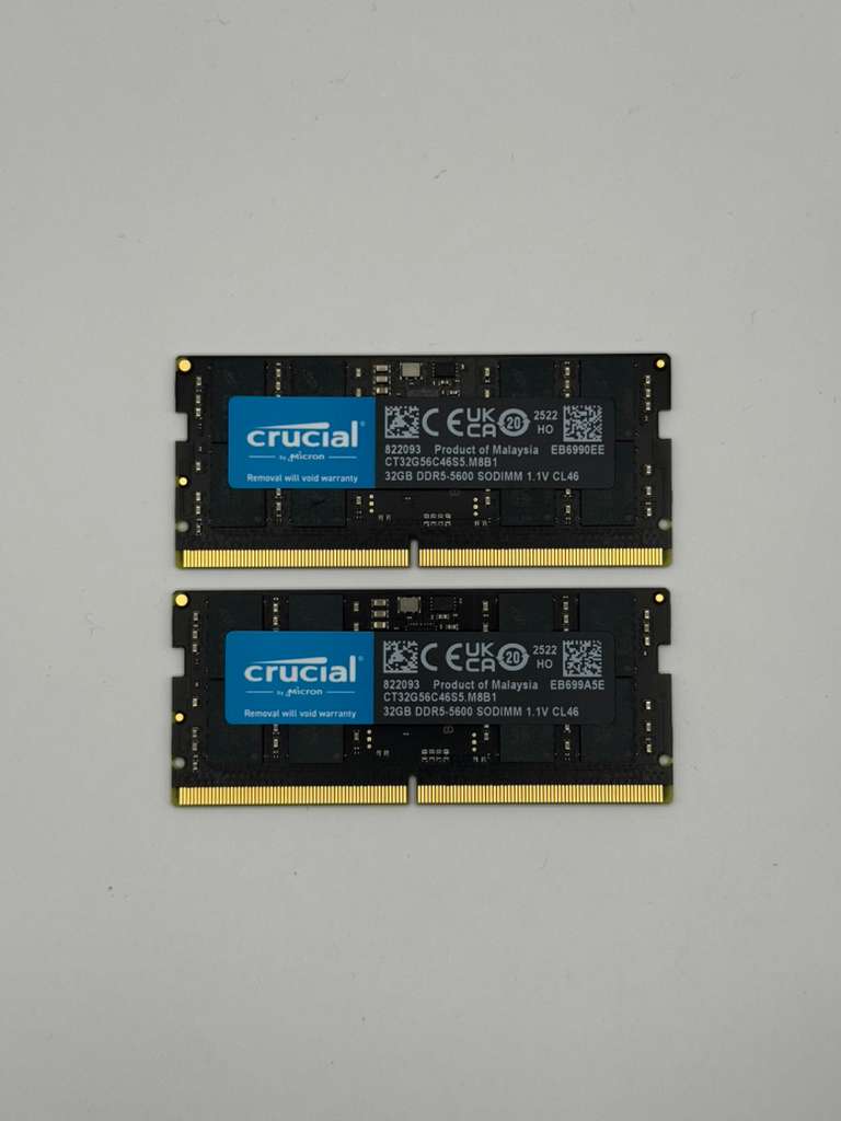 Crucial 64GB (2x32GB) DDR5 5600MHz Laptop RAM SODIMM – CT2K32G56C46S5 - Hubitx