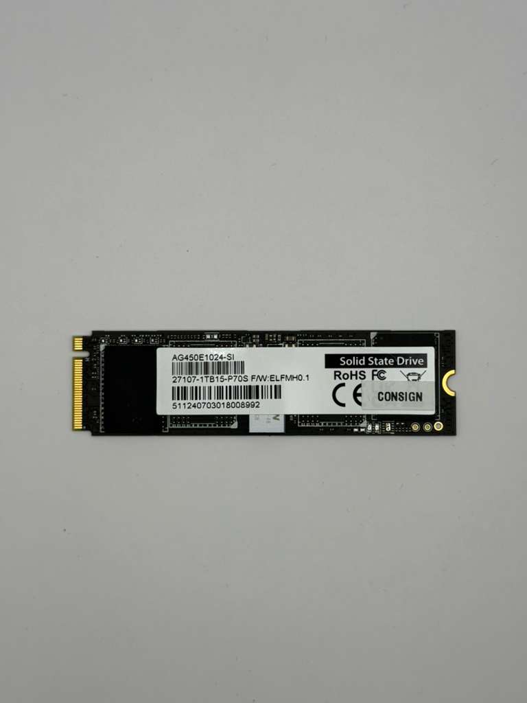 Gigabyte 1TB NVMe PCIe M.2 2280 SSD – AG450E1024 - SL - Hubitx