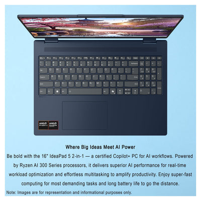 Lenovo IdeaPad 5 2 - in - 1 Copilot+ Laptop – Ryzen AI 7 350, 16" WUXGA Touchscreen, Radeon 860M Graphics - Hubitx