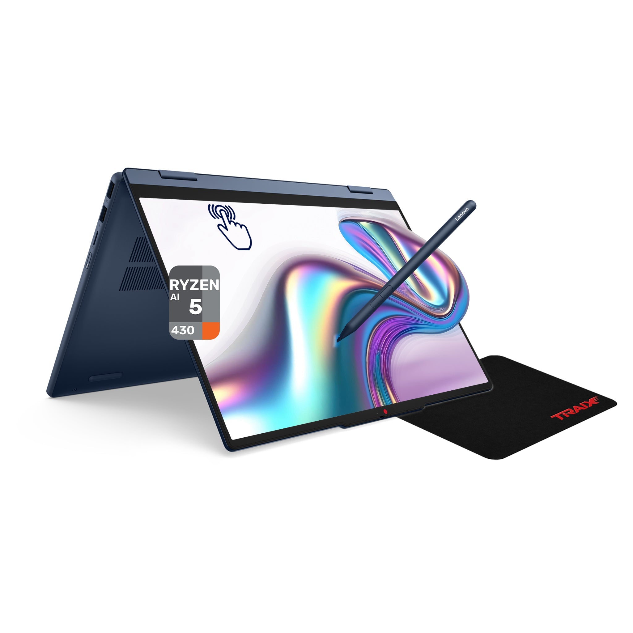Lenovo IdeaPad 5 2-in-1, Laptop, AMD Ryzen AI 5-430, 14" WUXGA Touchscreen, Pen + Traix MousePad - Hubitx