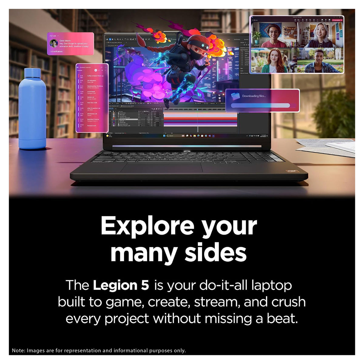 Lenovo Legion 5 Gaming Laptop, Ryzen AI 9-465, 15.3" G-Force RTX 5070+Traix MousePad - Hubitx