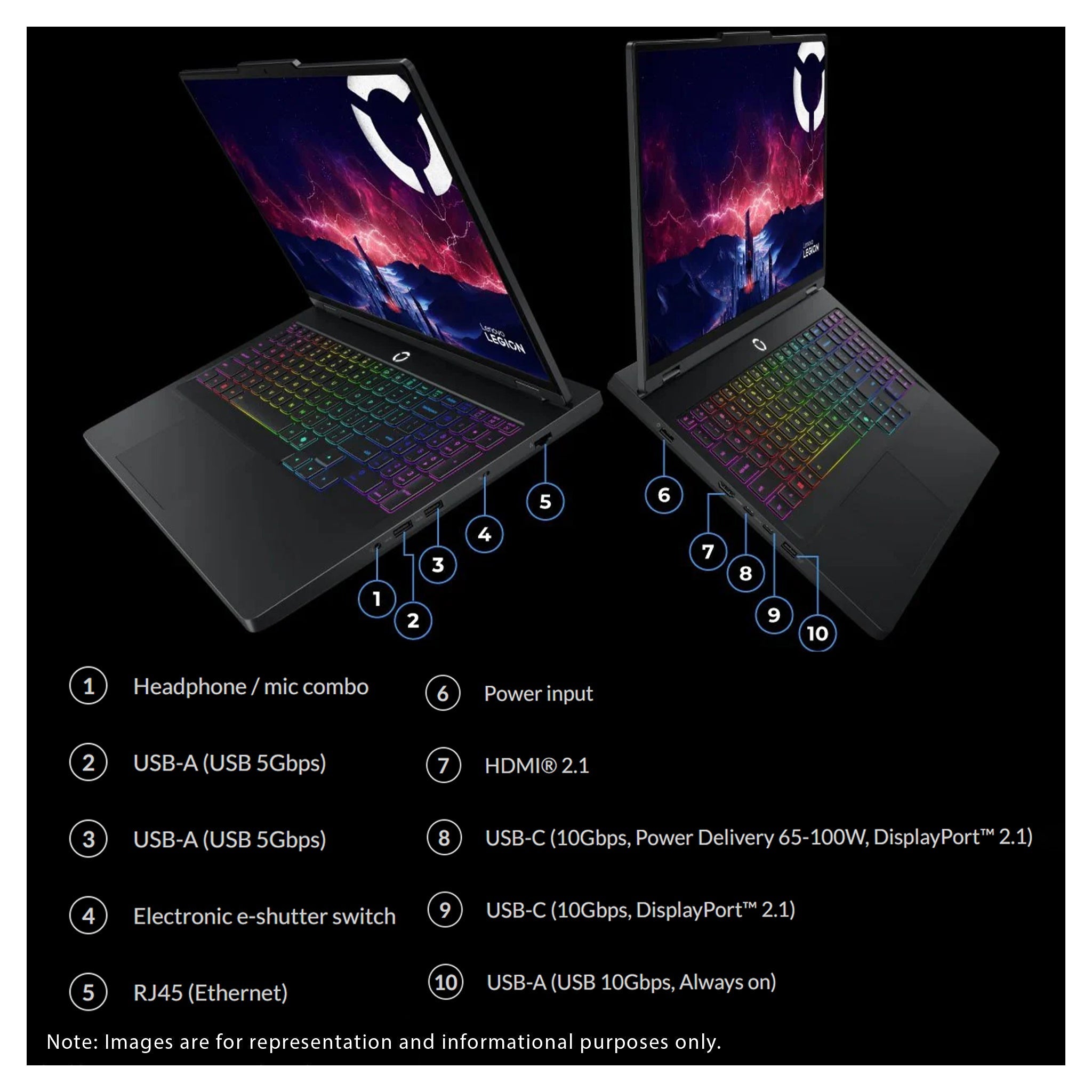 Lenovo Legion Pro 5 Gaming Laptop, Ryzen 9 - 8945HX,16" WQXGA (2560x1600) 240Hz, RTX 5060 - Hubitx