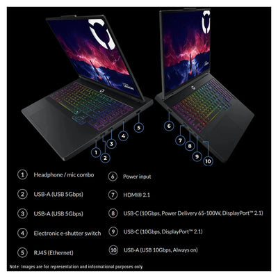 Lenovo Legion Pro 5 Gaming Laptop, Ryzen 9-9955HX, 16" WQXGA 165Hz, RTX 5060+Traix MousePad - Hubitx