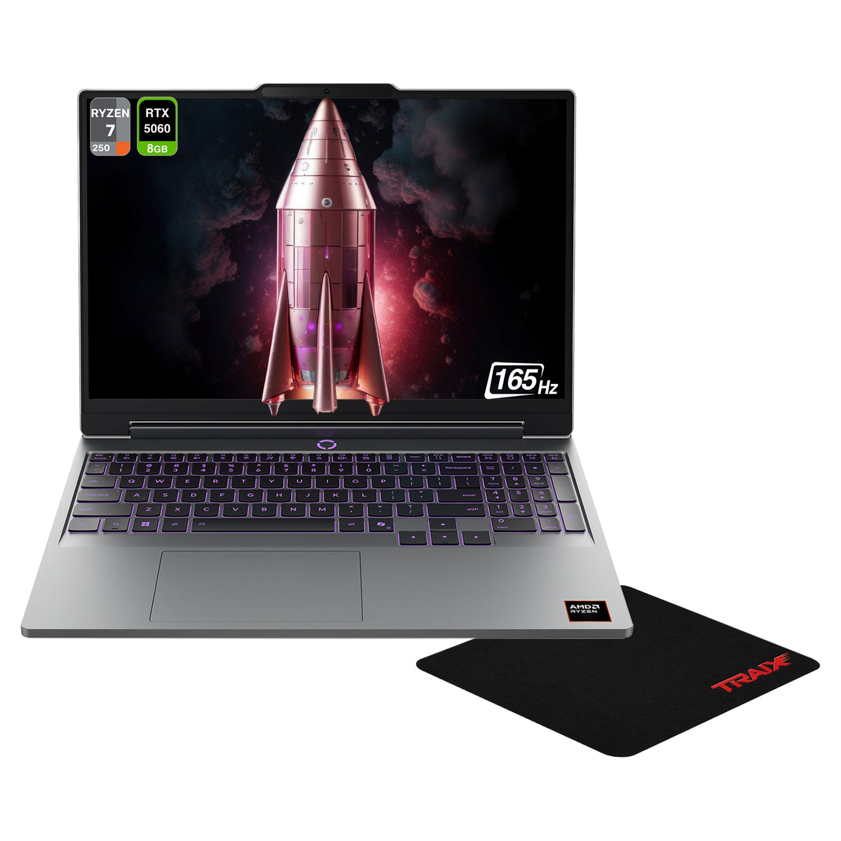 Lenovo LOQ Gaming Laptop, Ryzen 7-250, 15.3" (1920x1200), Nvidia G-Force RTX 5060, 1-Zone RGB Backlit, W11 Home, + Traix MousePad - Hubitx