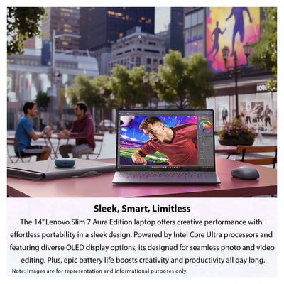Lenovo Slim 7 Aura Edition Laptop, Ultra 7-355, 14" WUXGA Touchscreen + Traix MousePad - Hubitx