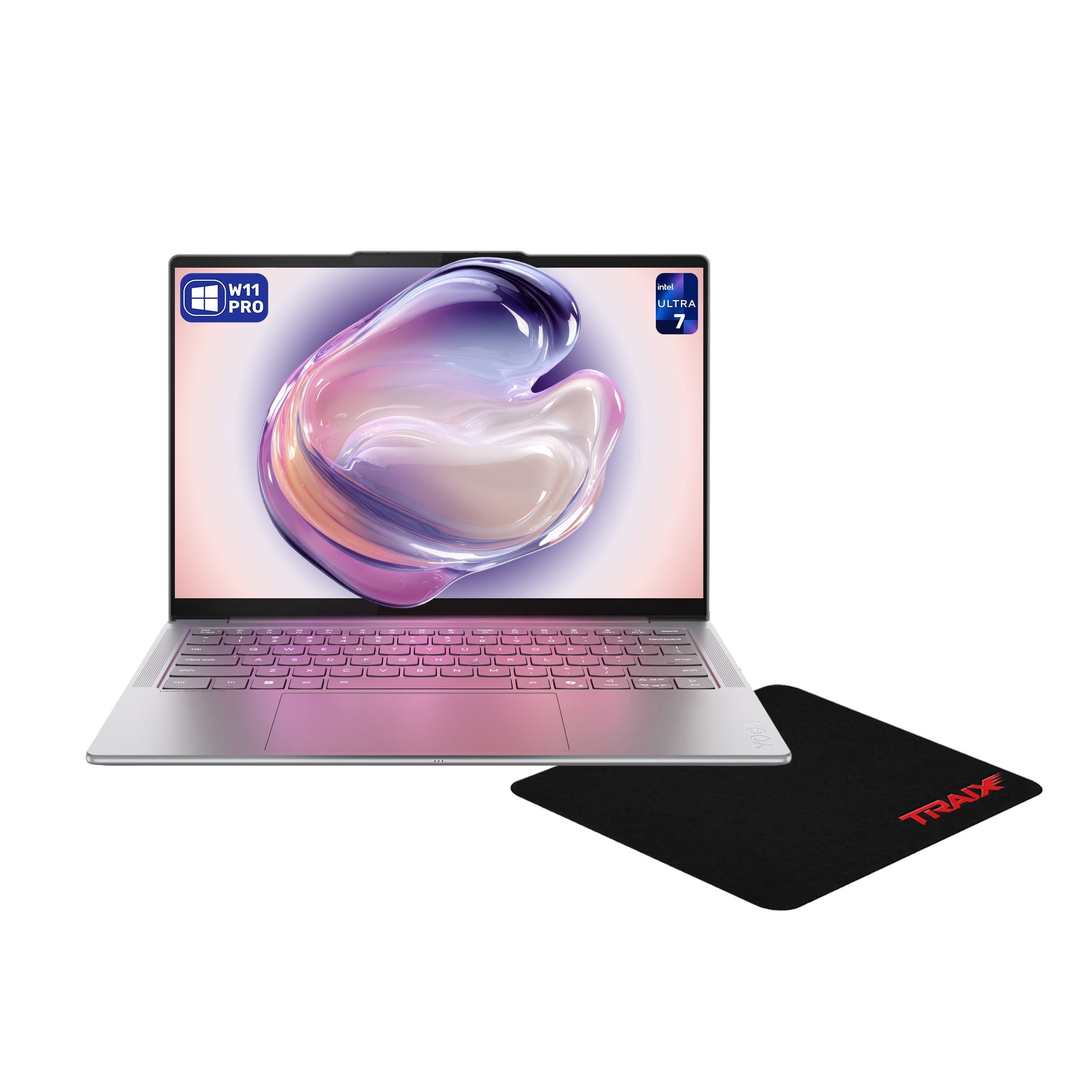 Lenovo Slim 7i Aura Edition Laptop, Ultra 7 - 256V, 14" WUXGA Touch, Grey+Traix Mousepad - Hubitx