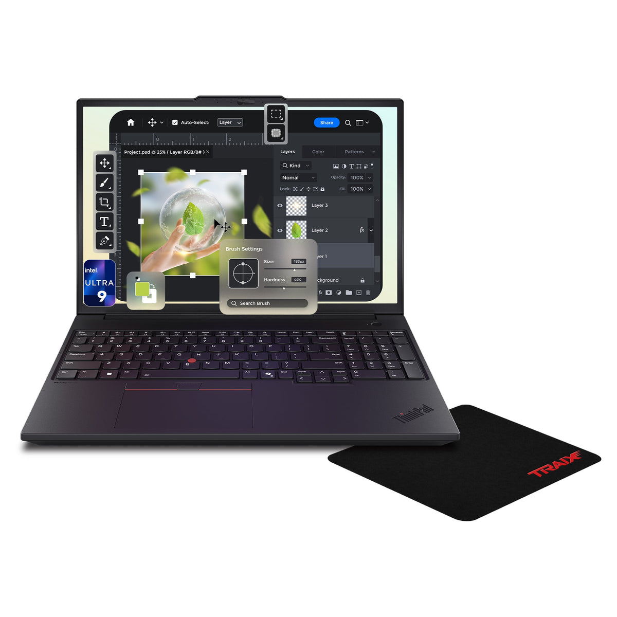 Lenovo ThinkPad P16v Mobile Workstation, Ultra 9-285H, RTX PRO 1000 Blackwell, Backlit Keyboard, Black+Traix Mousepad - Hubitx