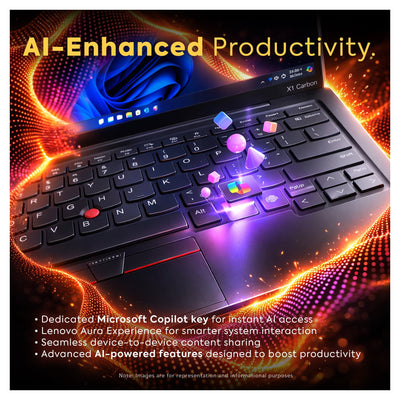 Lenovo ThinkPad X1 Carbon Gen 13 Laptop, Ultra 7 - 258V, 14" 2.8K OLED, W11 Pro + Traix Mousepad - Hubitx