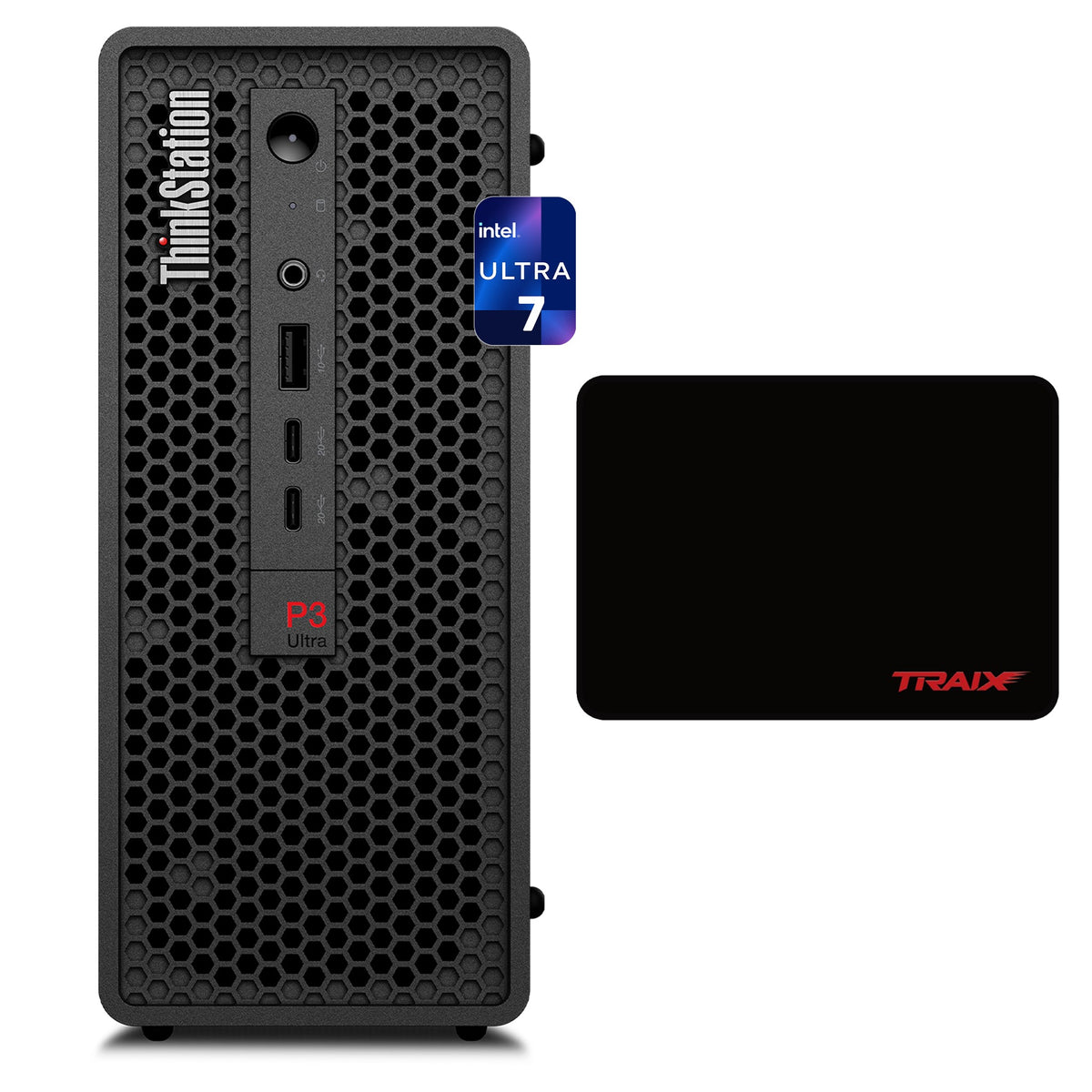 Lenovo ThinkStation P3 Ultra SFF Gen2 Workstation, Ultra 7-265, Nvidia RTX 2000 Ada, W11 Pro, USB Keyboard-Mouse+Traix Mousepad - Hubitx