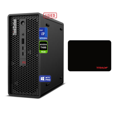 Lenovo ThinkStation P3 Ultra SFF Tower Workstation, Intel i7-14700, 16 GB DDR5 RAM, 512 GB PCIe SSD, Nvidia G-Force T400 4096 MB Graphics, W11 Pro, Black, USB Keyboard + USB Mouse + Traix Mousepad Outlet - Hubitx