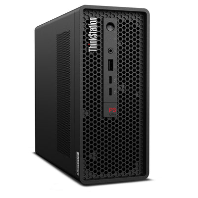 Lenovo ThinkStation P3 Ultra SFF Tower Workstation, Intel i7-14700, 16 GB DDR5 RAM, 512 GB PCIe SSD, Nvidia G-Force T400 4096 MB Graphics, W11 Pro, Black, USB Keyboard + USB Mouse + Traix Mousepad Outlet - Hubitx