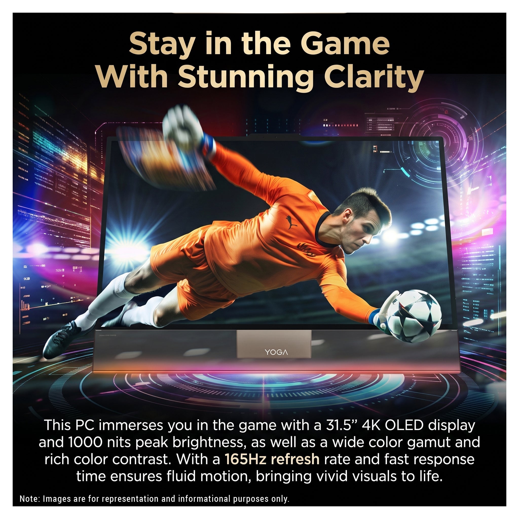 Lenovo Yoga i Aura Edition AIO, Ultra X7-358H, 31.5" UHD, Wireless Keyboard+Wireless Mouse+Traix MousePad - Hubitx