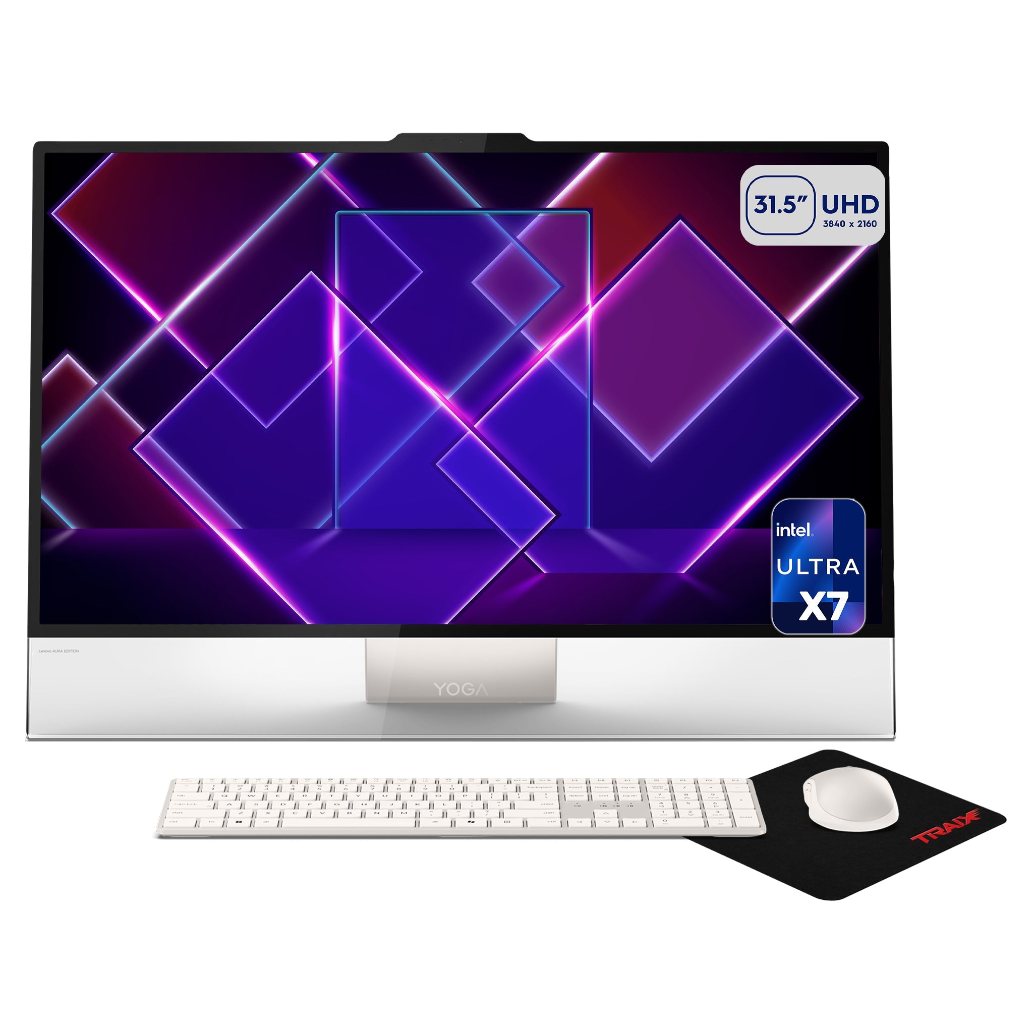 Lenovo Yoga i Aura Edition AIO, Ultra X7-358H, 31.5" UHD, Wireless Keyboard+Wireless Mouse+Traix MousePad - Hubitx