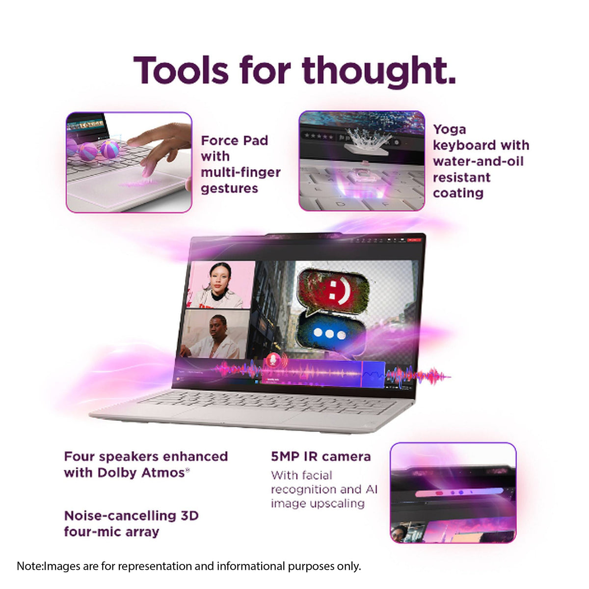 Lenovo Yoga Slim 7i Ultra Aura Edition Laptop, Ultra 7-355, 14" Graphics, Seashell+Traix Mousepad - Hubitx