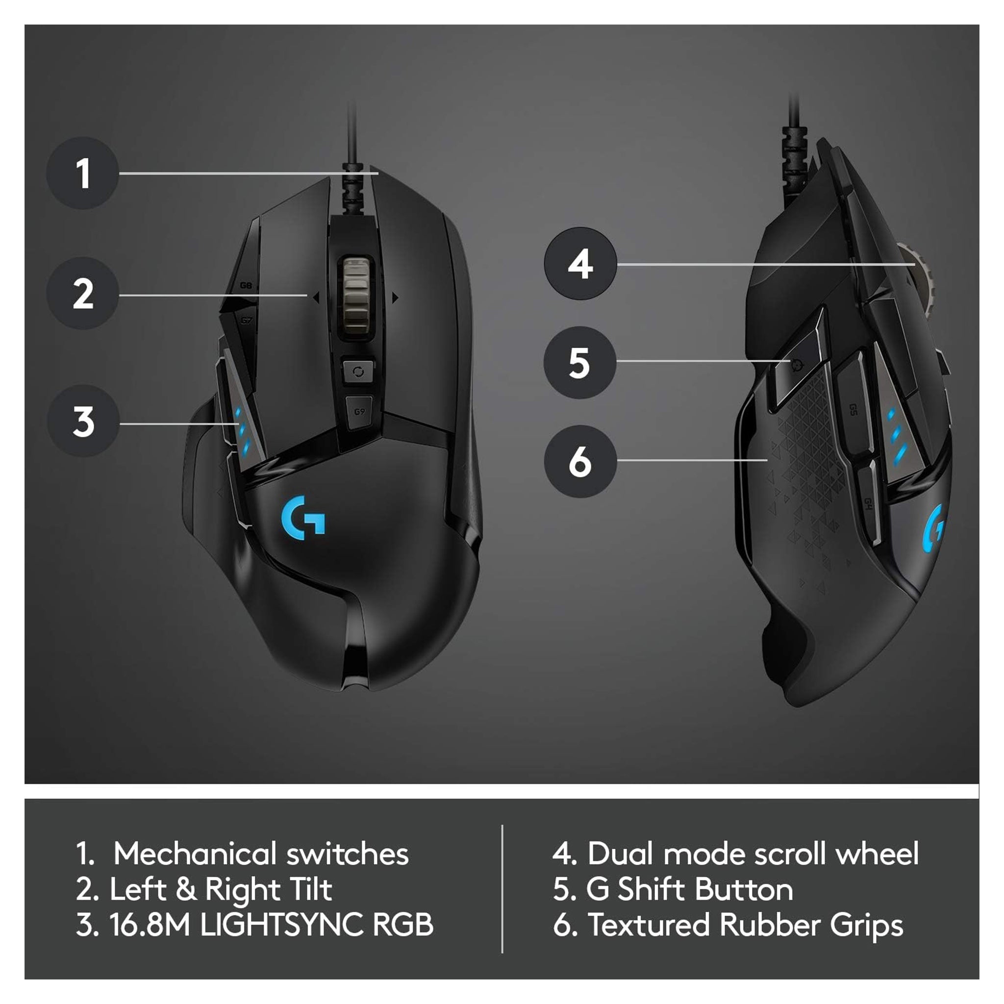 Logitech G502 HERO High Performance Wired Gaming Mouse – 25K DPI, RGB Lighting - Hubitx