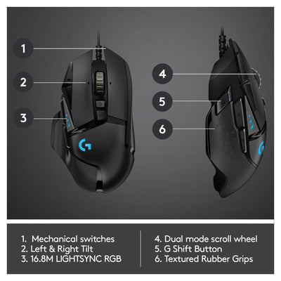 Logitech G502 HERO High Performance Wired Gaming Mouse – 25K DPI, RGB Lighting - Hubitx
