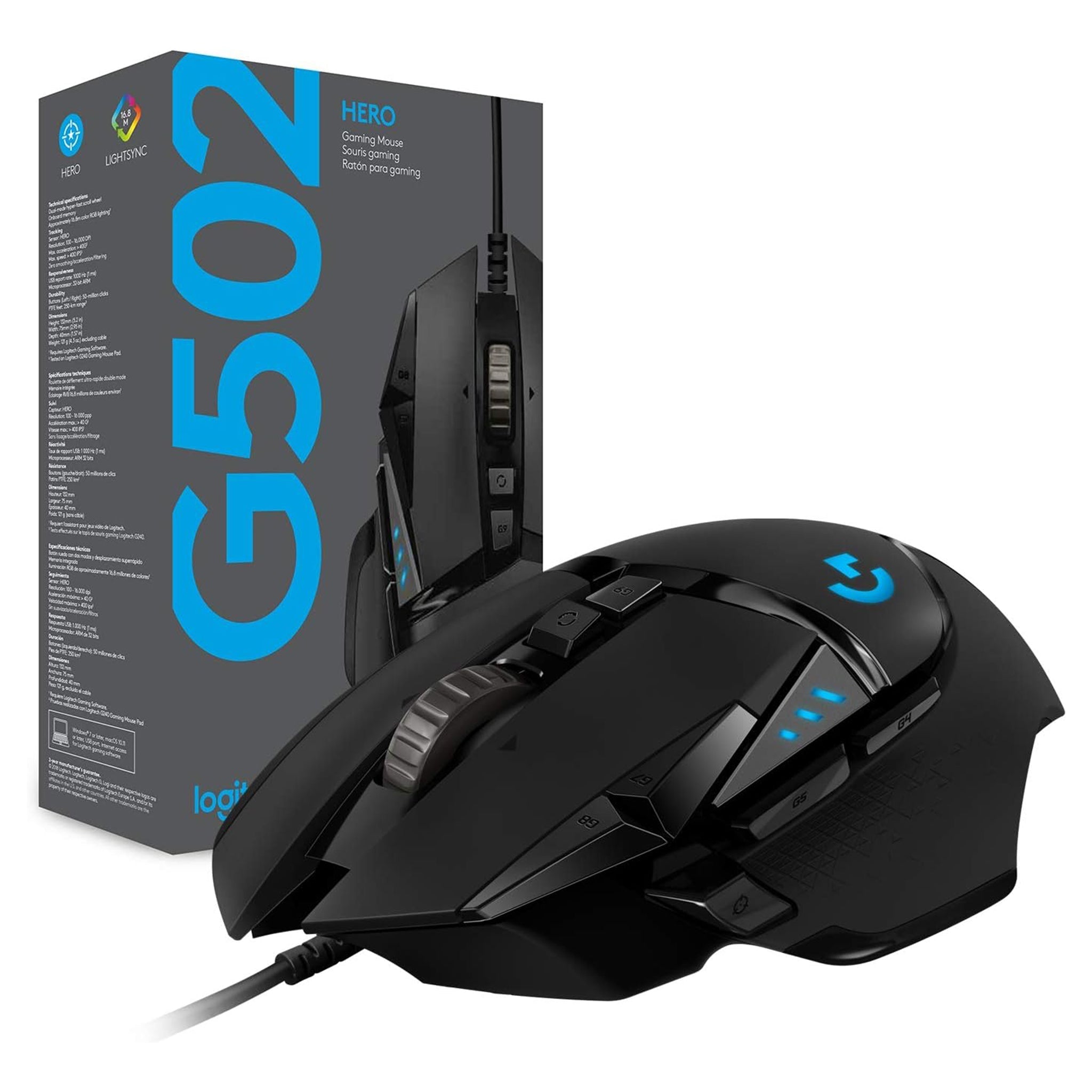 Logitech G502 HERO High Performance Wired Gaming Mouse – 25K DPI, RGB Lighting - Hubitx
