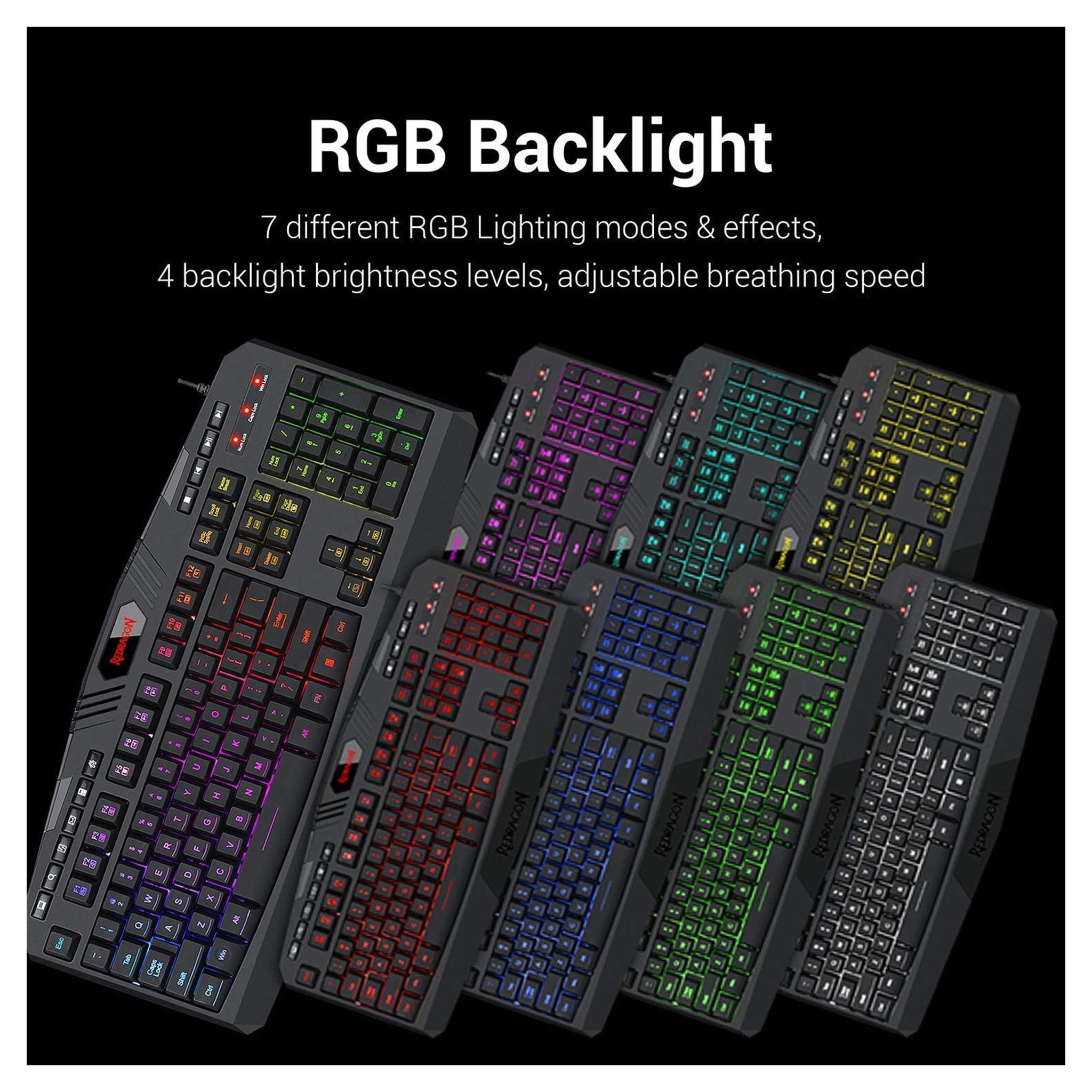 Redragon S101 Gaming Keyboard & M601 Mouse Combo – RGB Backlit Gaming Set - Hubitx